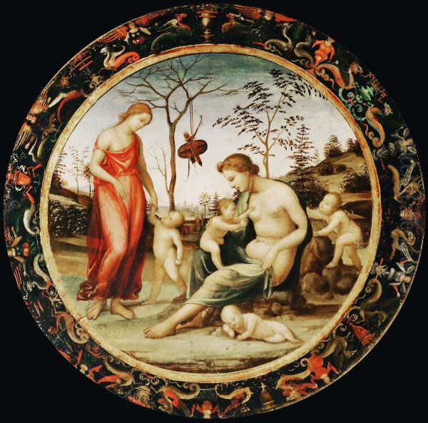 Terrestrial Venus with Eros and Celestial Venus with Anteros and Two Cupids Oil Painting by Il Sodoma