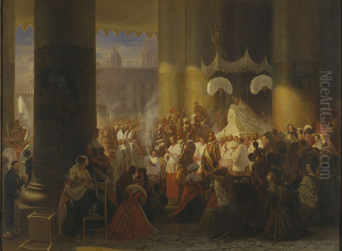 Procession at the Feast of Corpus Christi in Rome Oil Painting by Egron Lundgren