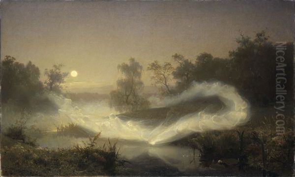 Dancing Fairies Oil Painting by August Malmstrom
