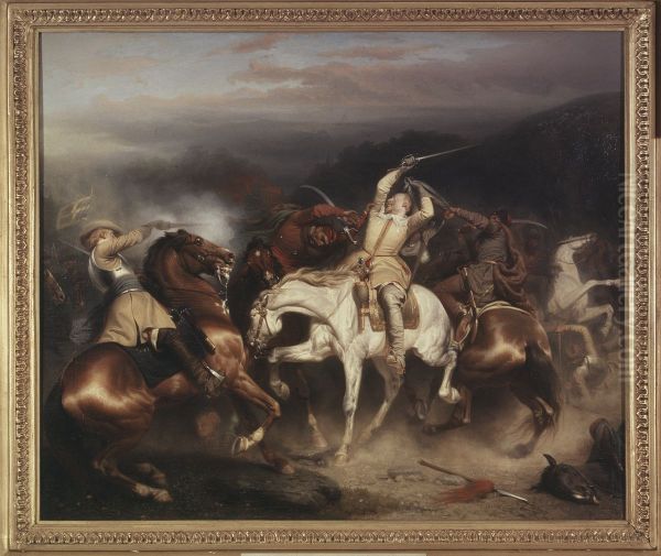 Gustav II Adolf vid Stuhm. Motstycke till NM 1242 Oil Painting by Carl Wahlbom