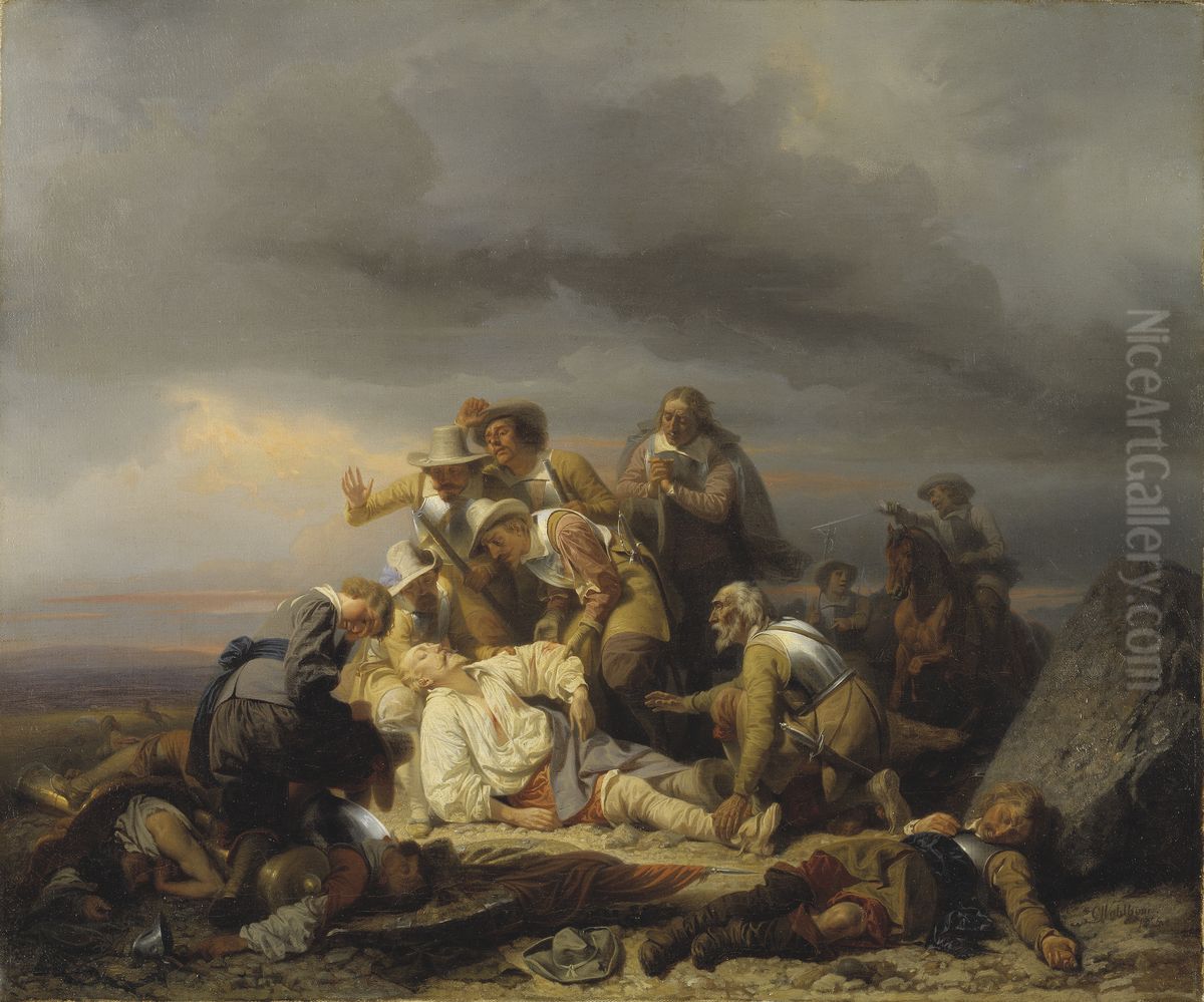 Finding the Body of King Gustav II Adolf of Sweden after the Battle of Lutze Oil Painting by Carl Wahlbom
