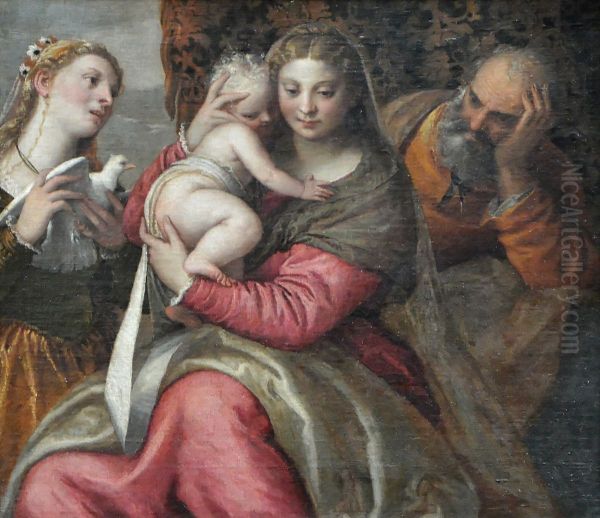 La Sainte Famille avec une sainte Oil Painting by unknown