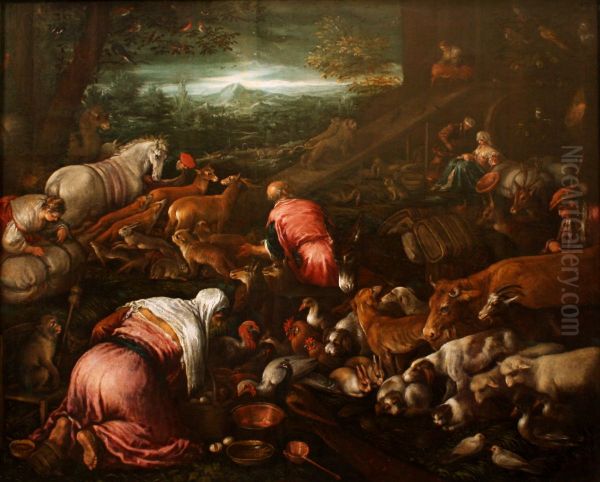 L'Entree des animaux dans l'Arche Oil Painting by Jacopo Bassano