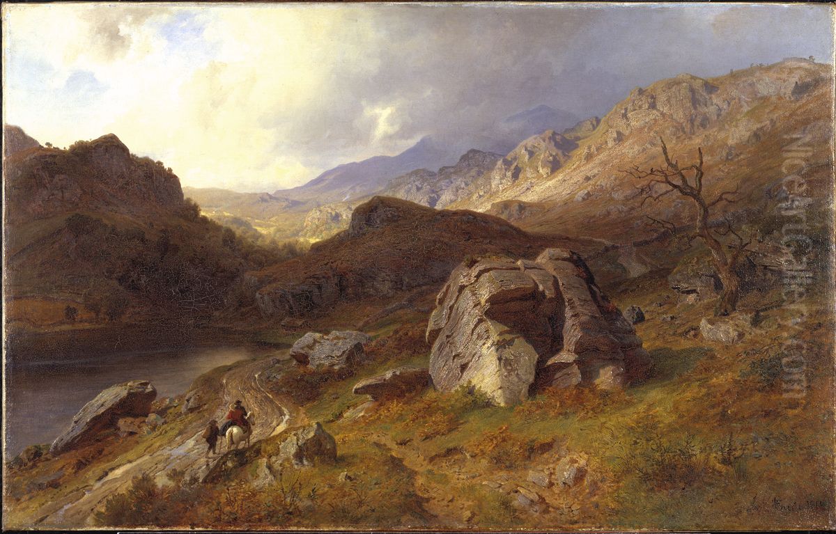 Lledr Valley in Wales Oil Painting by Hans Gude