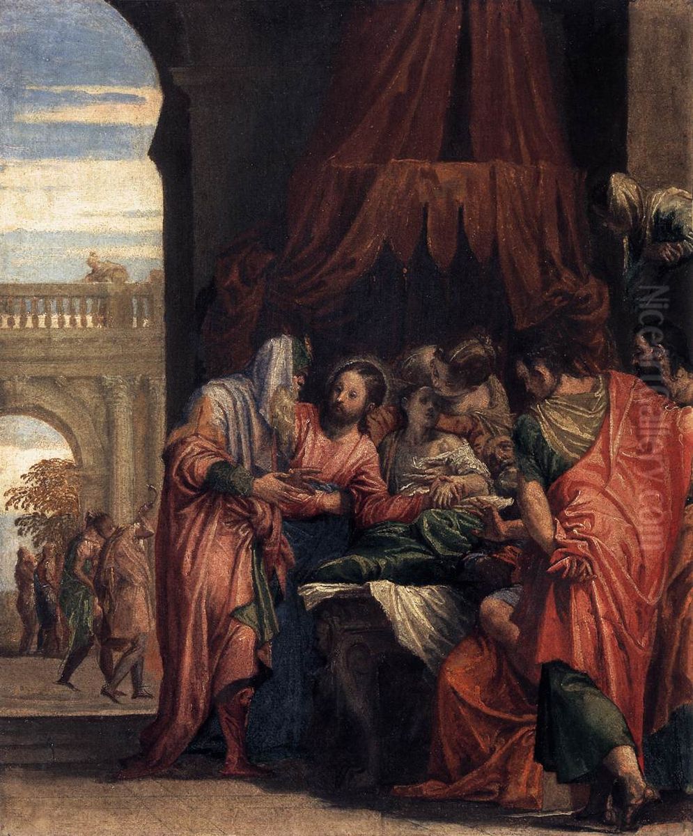 La Resurrection de la fille de Jaire Oil Painting by Paolo Veronese (Caliari)