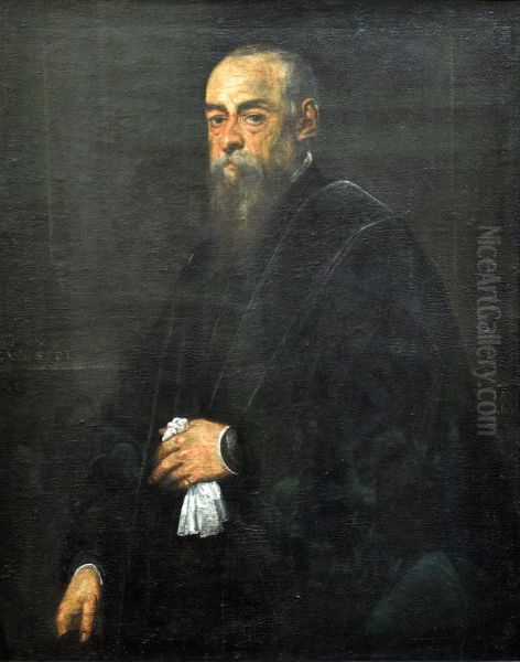 Portrait d'homme age tenant un mouchoir Oil Painting by unknown