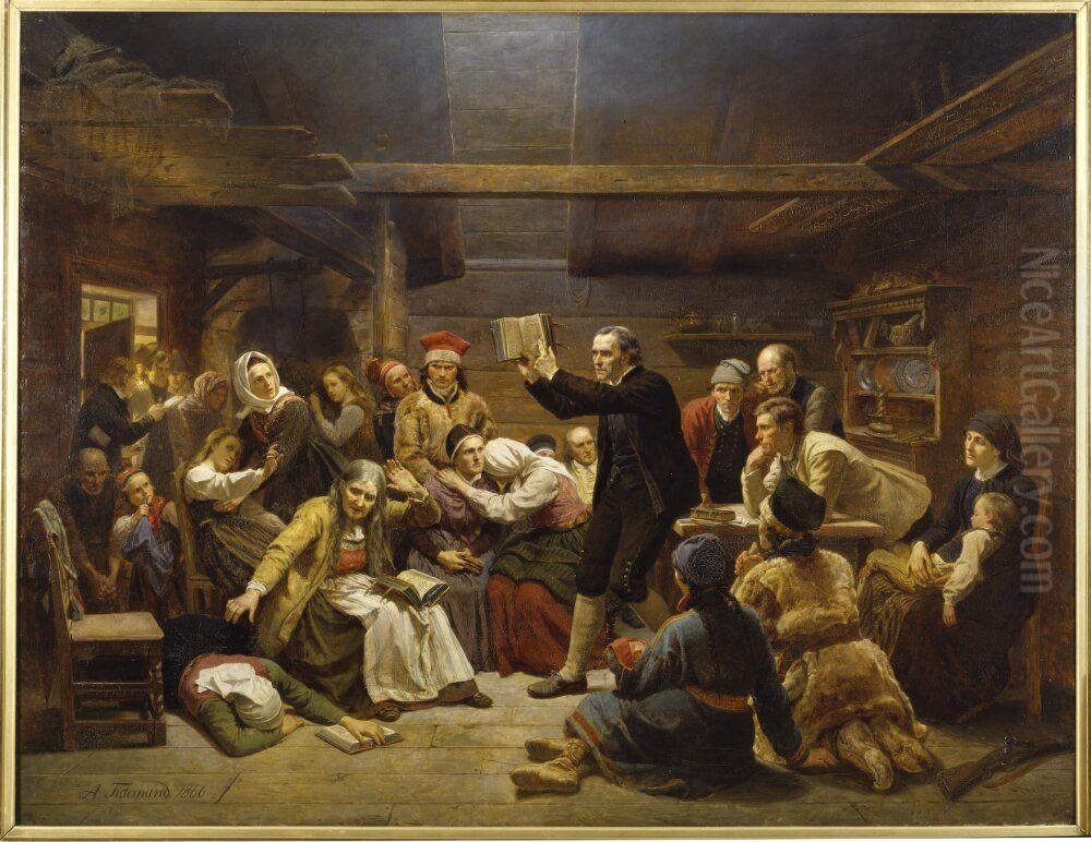 The Fanatics Oil Painting by Adolph Tidemand