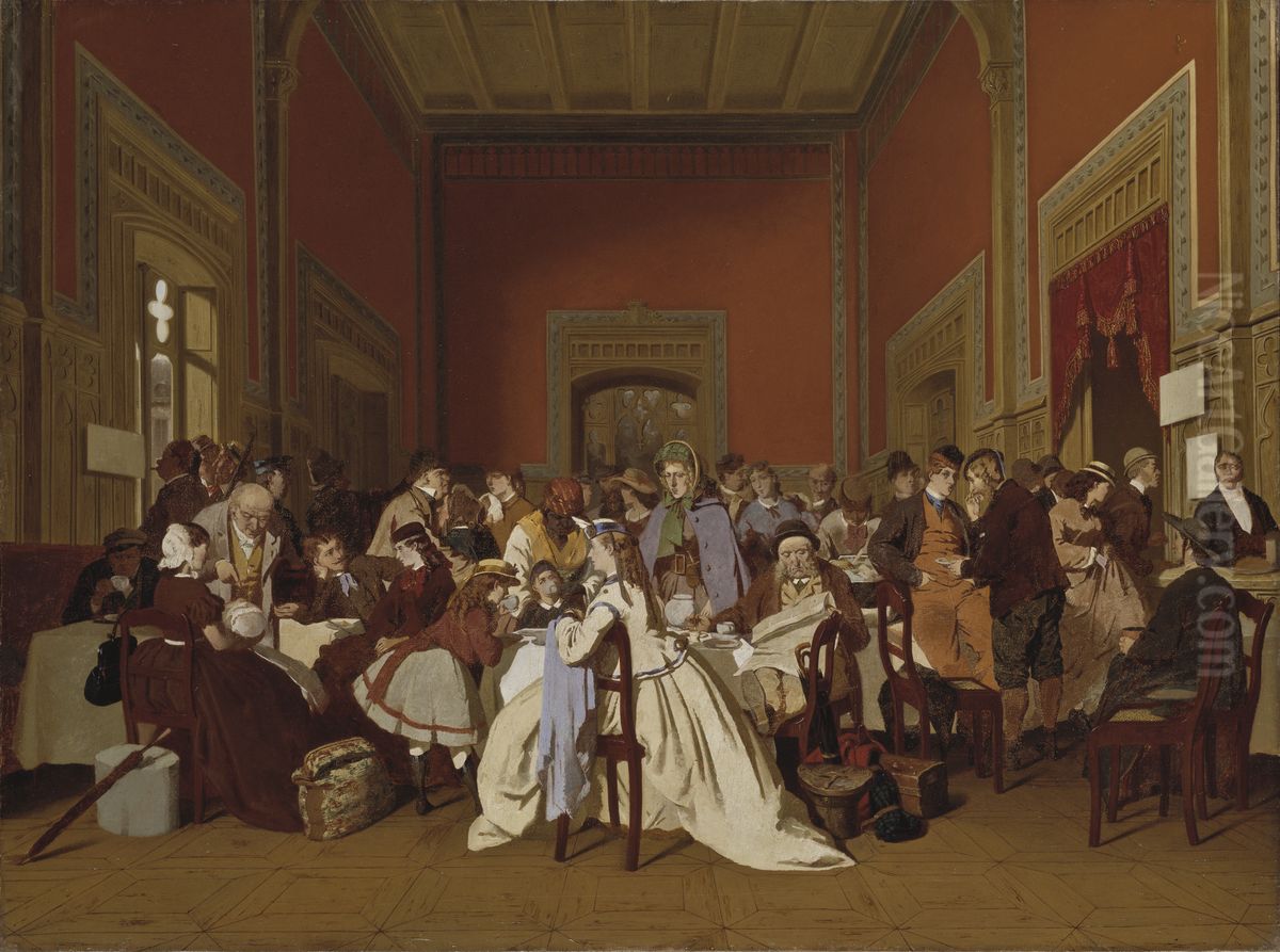 Second Class Waiting-Room Oil Painting by Carl d'Unker