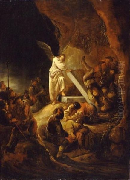 Angeln valtrar stenen fran Jesu grav Oil Painting by Benjamin Gerritsz Cuyp