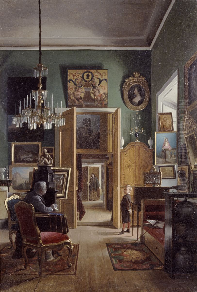 Interior fran konstnarens bostad i Arvfurstens palats, Stockholm Oil Painting by Carl Stefan Bennet
