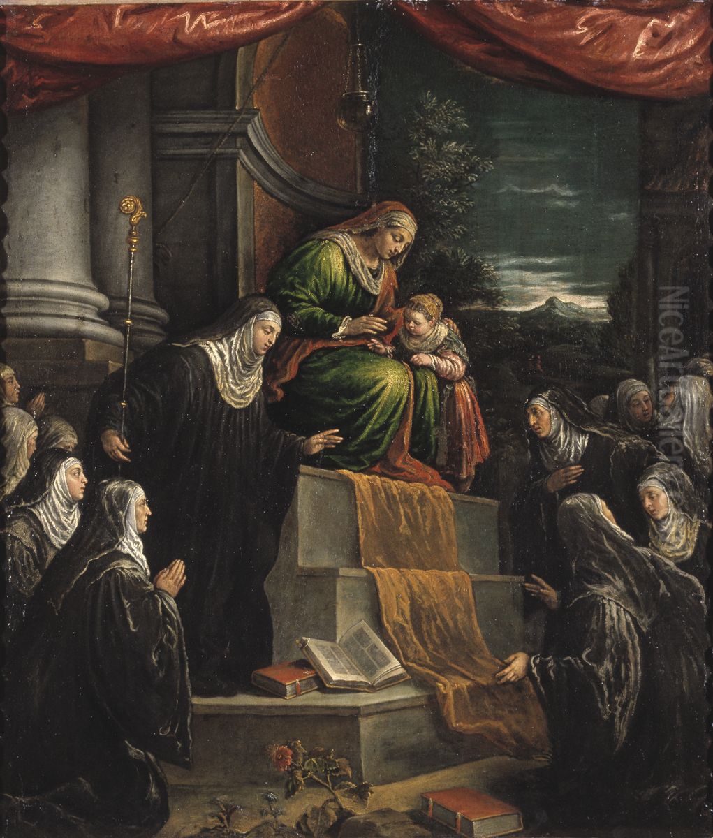 St Anne and the Infant St Mary Oil Painting by Leandro Bassano