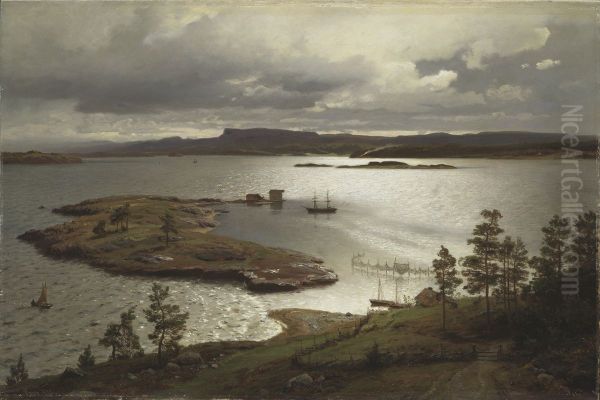 The Sandvik Fiord Oil Painting by Hans Gude