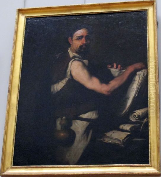 Philosophe avec une gourde a la ceinture Oil Painting by Luca Giordano