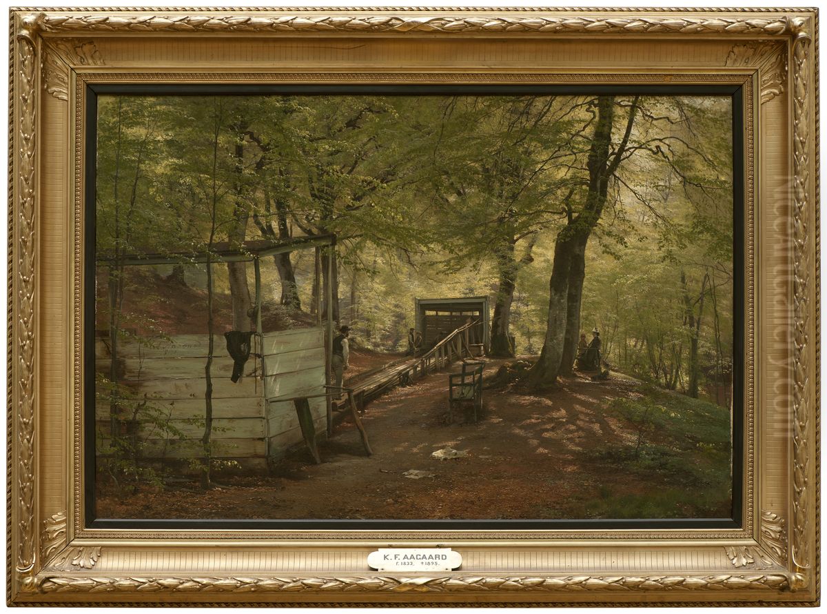 Skittle-alley in Saeby Forest. Spring Morning Oil Painting by Carl Frederik Aagaard