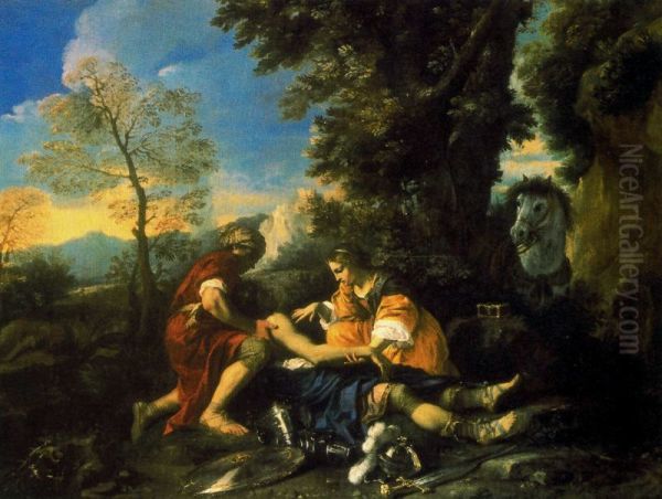 Tancrede soigne par Herminie et Vafrin Oil Painting by Pier Francesco Mola