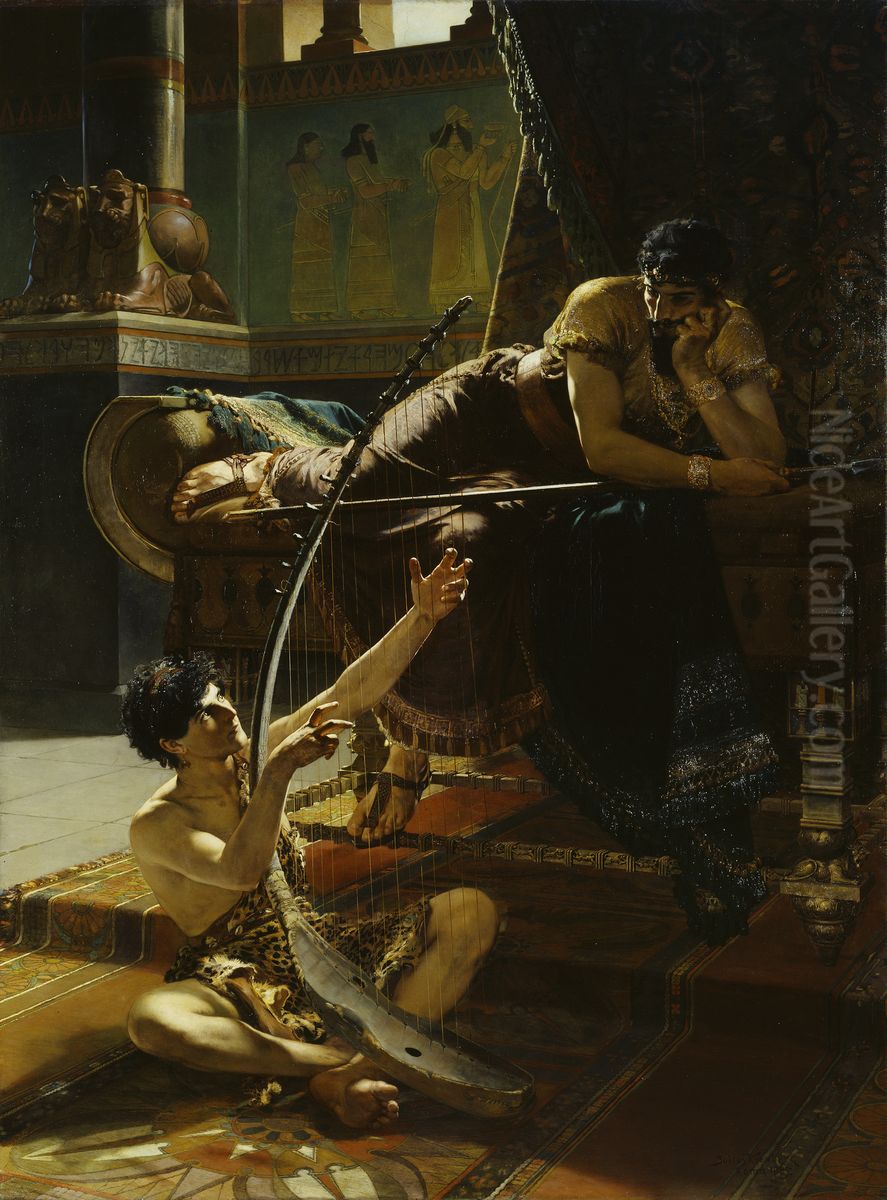 David och Saul Oil Painting by Julius Johann Ferdinand Kronberg