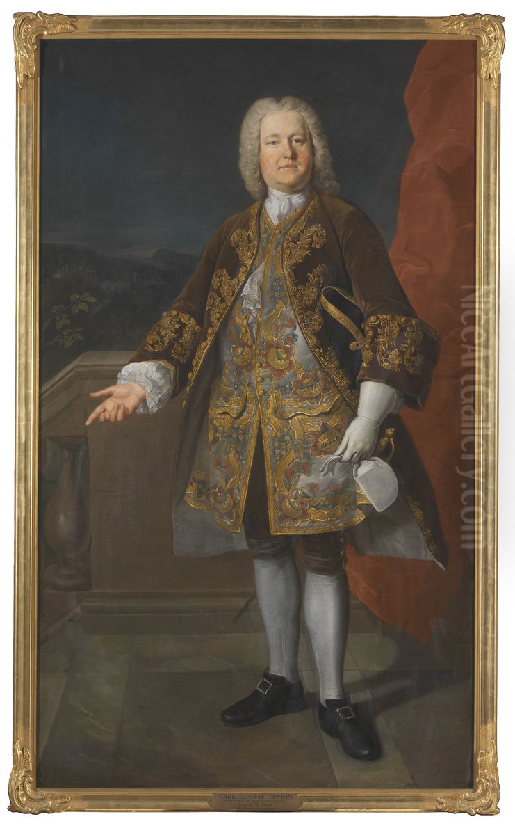 Carl Gustaf Tessin, 1695-1770, greve, riksrad Oil Painting by Martin Van Meytens