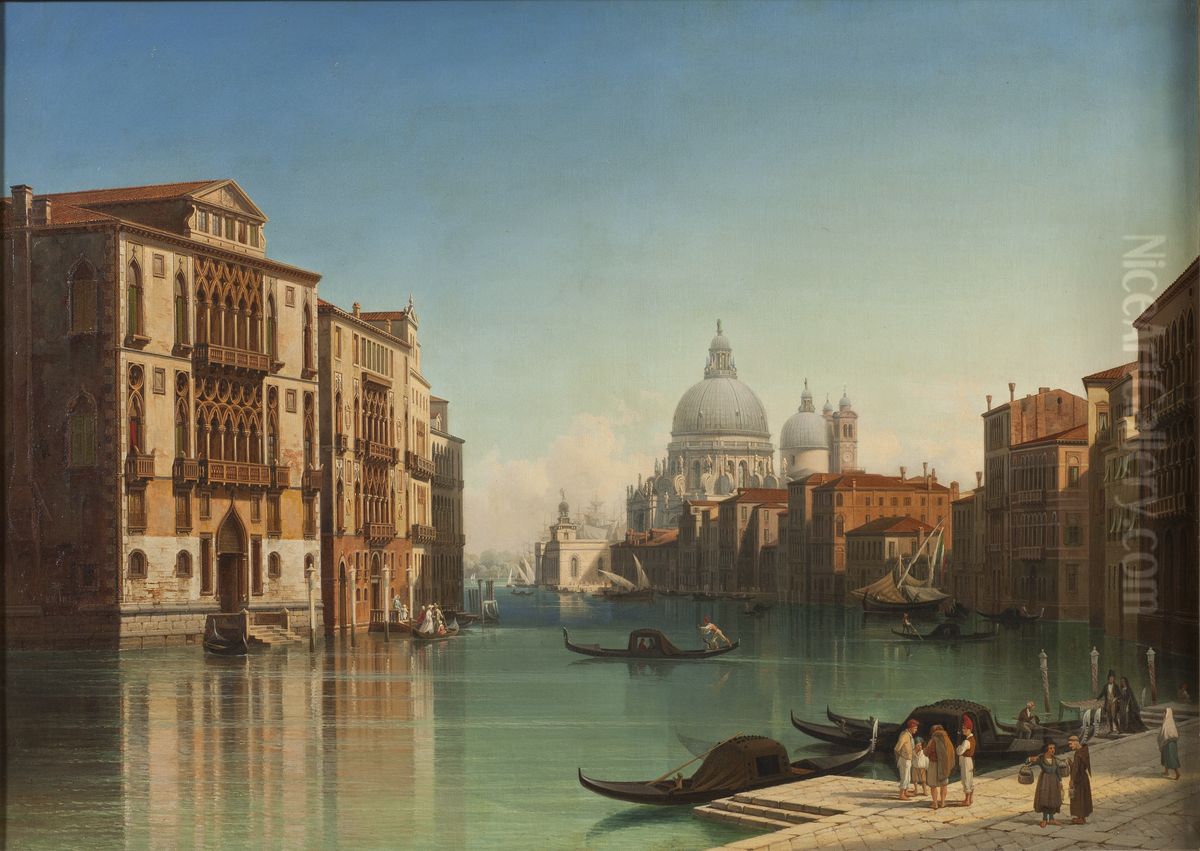 Utsikt over Canal Grande i Venedig Oil Painting by Gustaf Wilhelm Palm