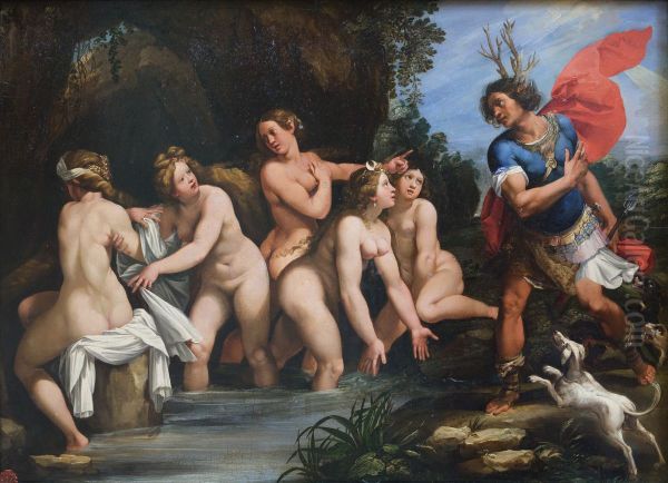 Diane et Acteon Oil Painting by Giuseppe Cesari