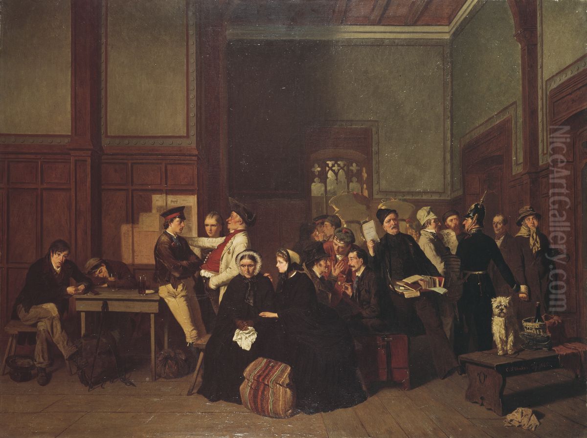 Third-Class Waiting-Room II Oil Painting by Carl d'Unker