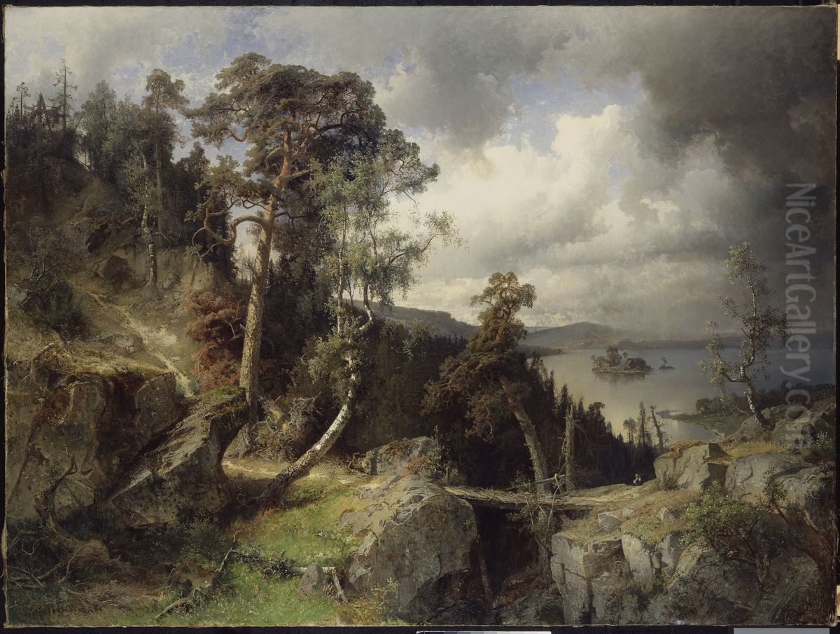 Swedish Landscape. Motif from Kolmarden Oil Painting by Alfred Wahlberg