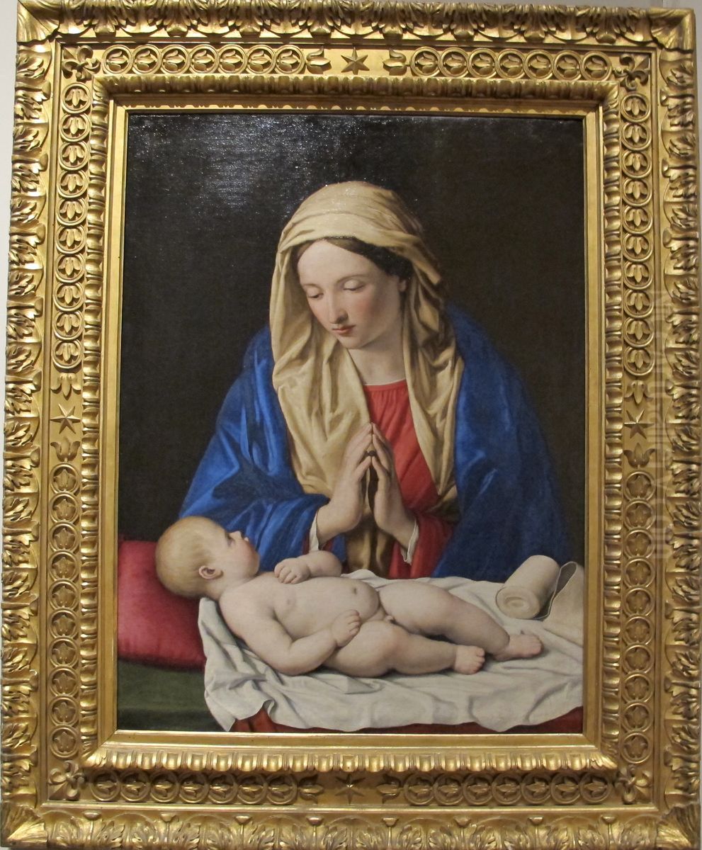 La Vierge adorant l'Enfant Jesus Oil Painting by Giovanni Battista Salvi da Sassoferrato
