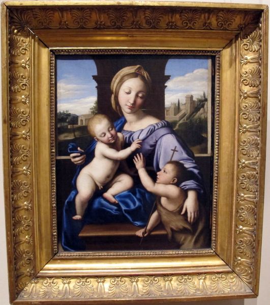 La Vierge a l'Enfant avec saint Jean Baptiste Oil Painting by Giovanni Battista Salvi da Sassoferrato