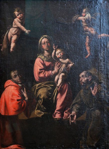 La Vierge a l'Enfant avec saint Charles et saint Francois Oil Painting by unknown