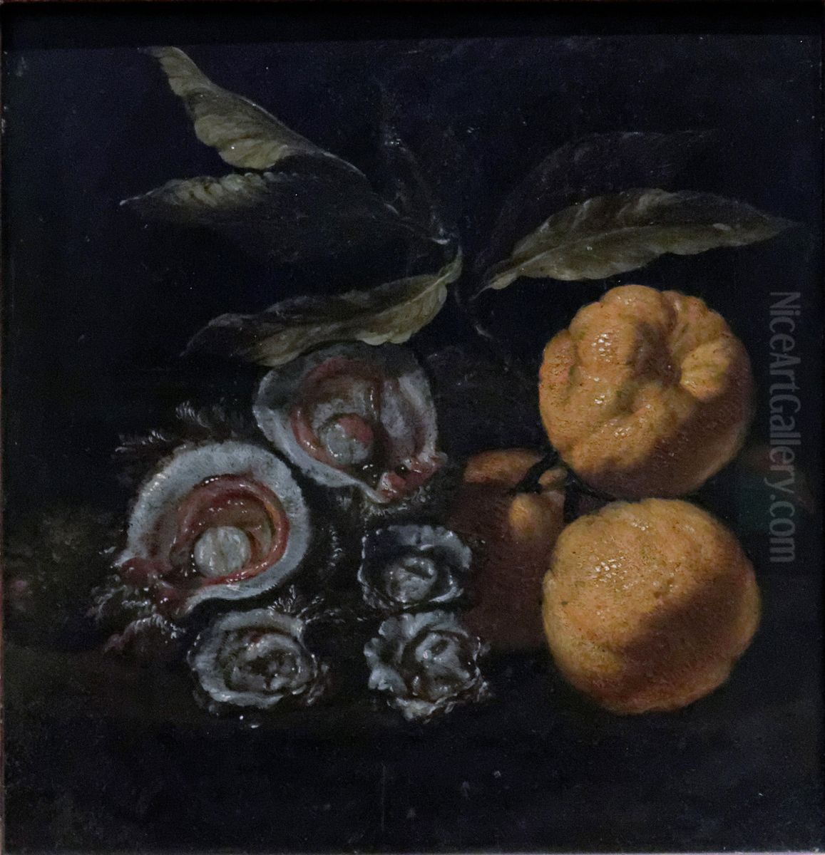Still-Life with Oysters and Quinces Oil Painting by Giuseppe Recco