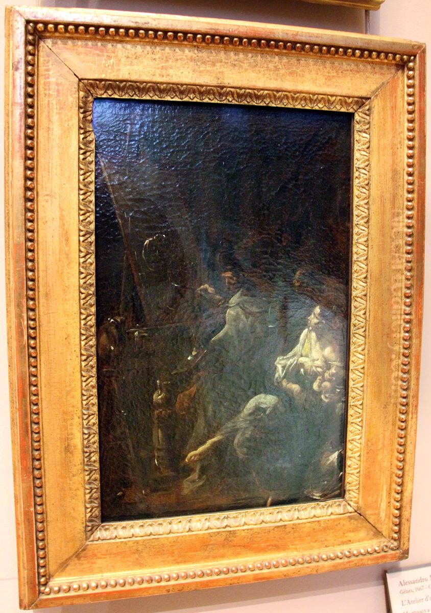 L'atelier d'un peintre Oil Painting by Alessandro Magnasco