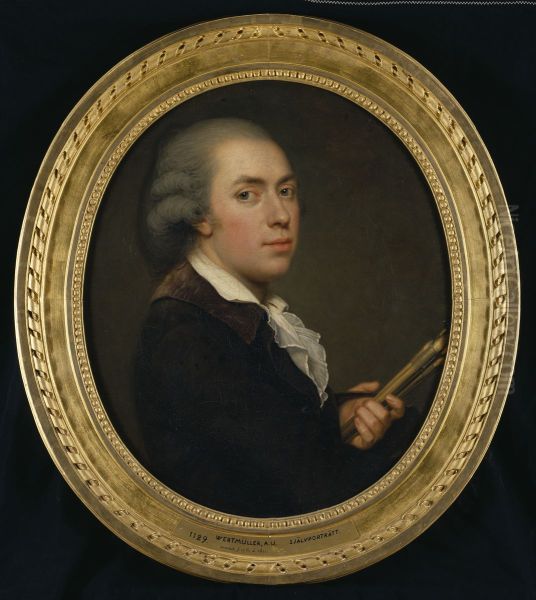 Selfportrait Oil Painting by Adolf Ulrik Wertmuller