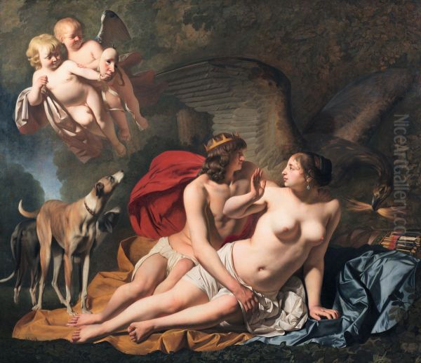 Jupiter och Callisto Oil Painting by Caesar Van Everdingen