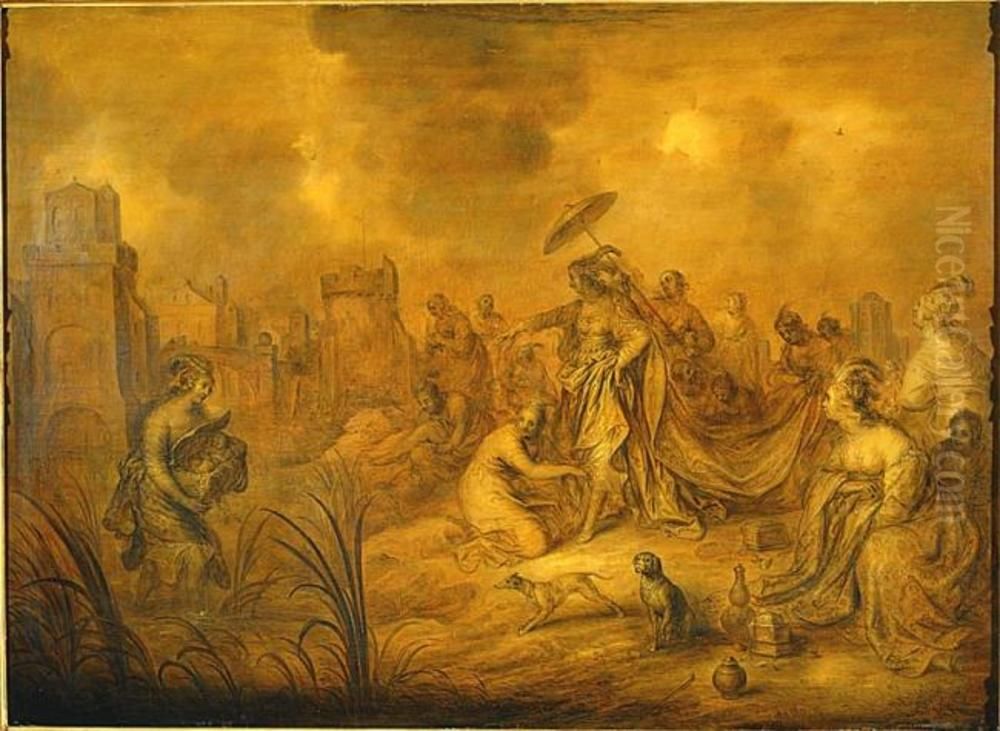 Faraos dotter finner Moses Oil Painting by Adriaen van de Venne