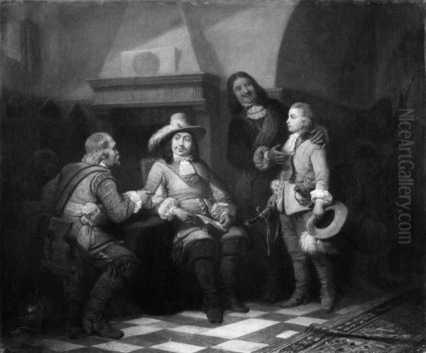 A Pole Brought Captive before King Karl X Gustav of Sweden Oil Painting by Johan Christoffer Boklund
