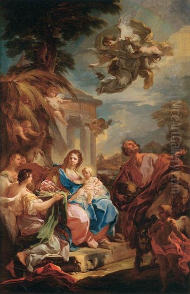 Rest on The Flight into Egypt Oil Painting by Corrado Giaquinto