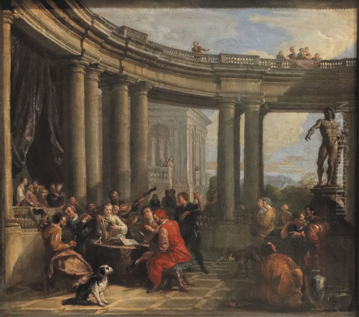 Concert donne dans l'interieur d'une galerie circulaire d'ordre dorique Oil Painting by Giovanni Paolo Panini