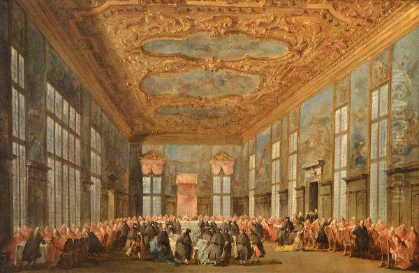 Le doge de Venise offre a dejeuner aux ambassadeurs Oil Painting by unknown