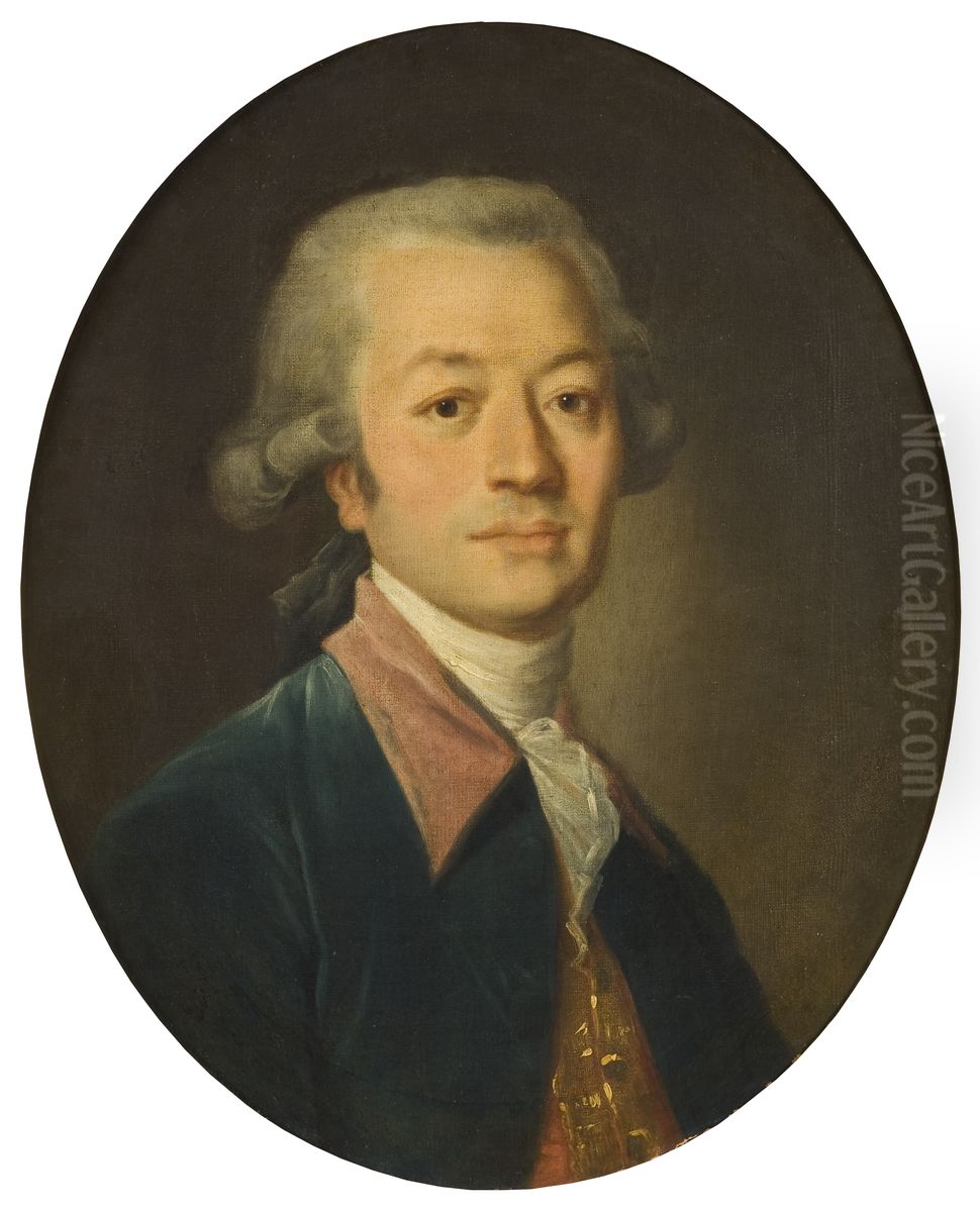 Portratt av herre i bla rock Oil Painting by Jean-Baptiste Greuze