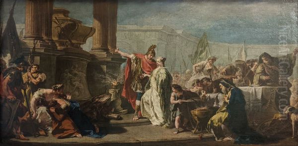 Polyxene devant le tombeau d'Achille Oil Painting by Giambattista Pittoni