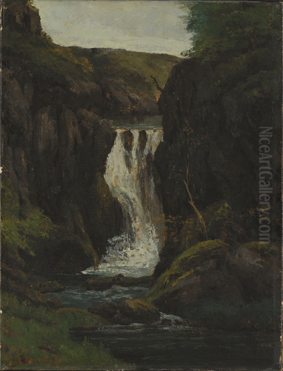 The Cascade Oil Painting by Gustave Courbet