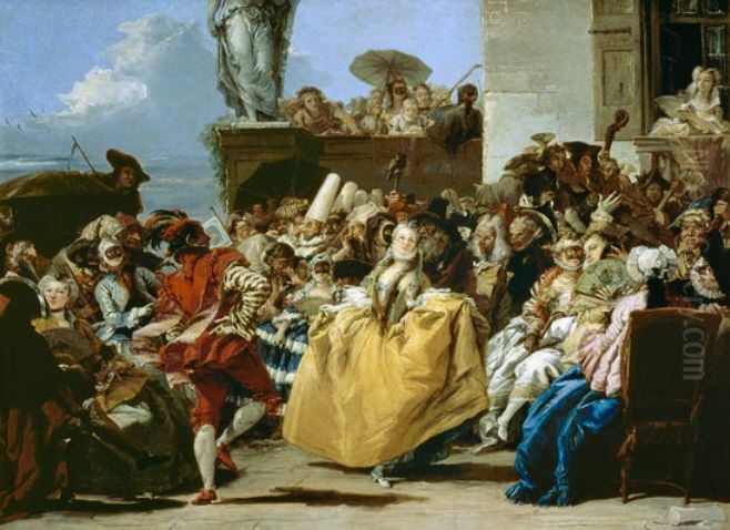 Scene de carnaval, ou Le Menuet Oil Painting by Giovanni Domenico Tiepolo