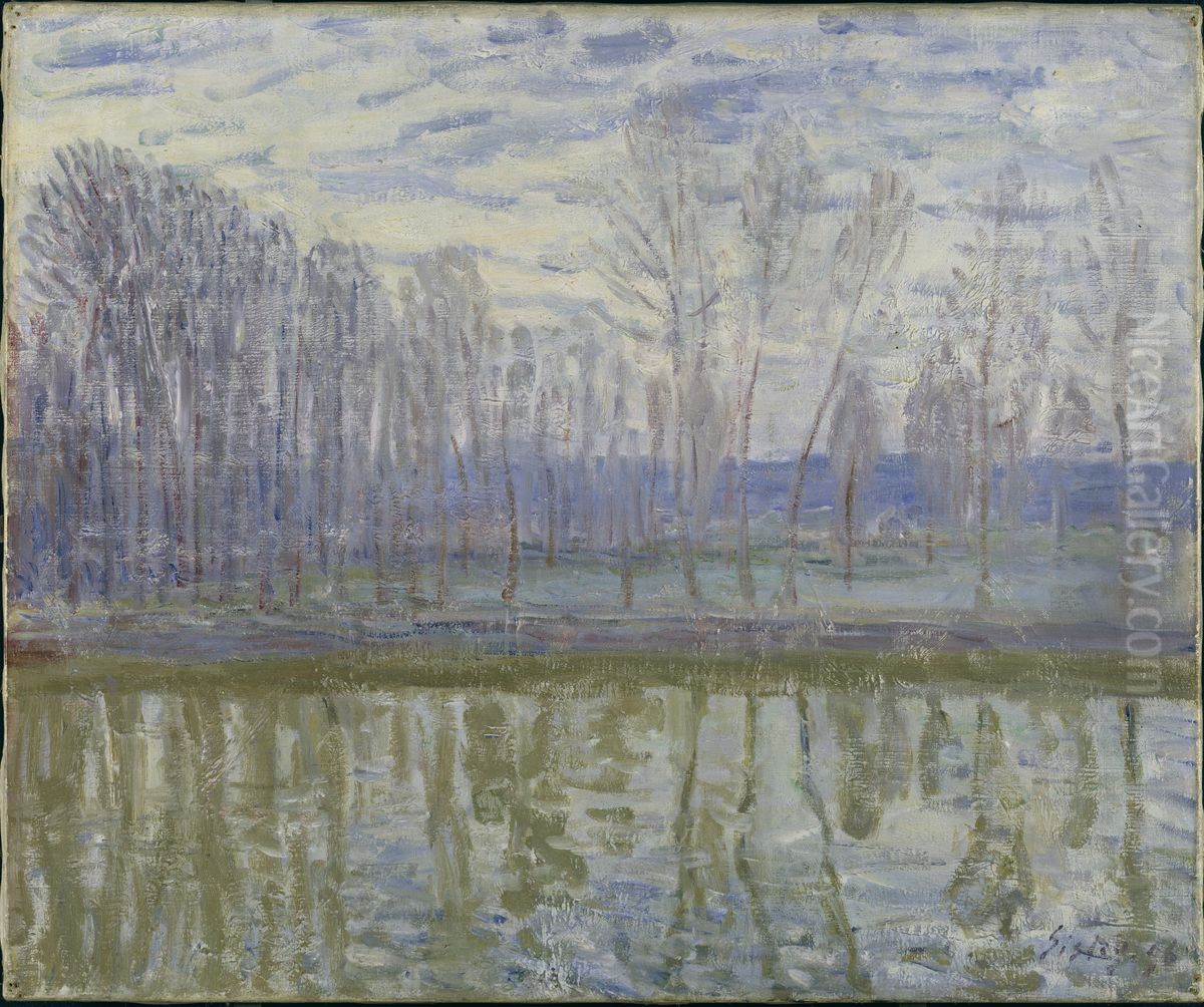 On the Shores of Loing Oil Painting by Alfred Sisley