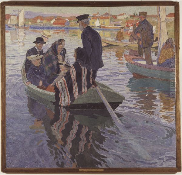 Church-Goers in a Boat Oil Painting by Carl Wilhelm Wilhelmson