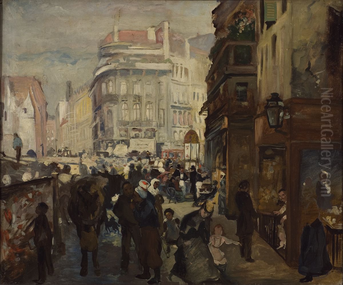 A Working Day in Paris Oil Painting by Adolph von Menzel