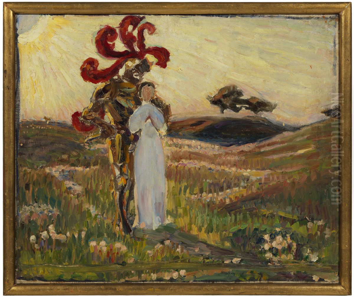 Sketch for The Knight and the Maid Oil Painting by Richard Bergh
