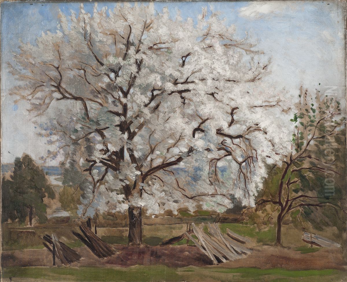 Blommande appletrad Oil Painting by Carl Fredrik Hill
