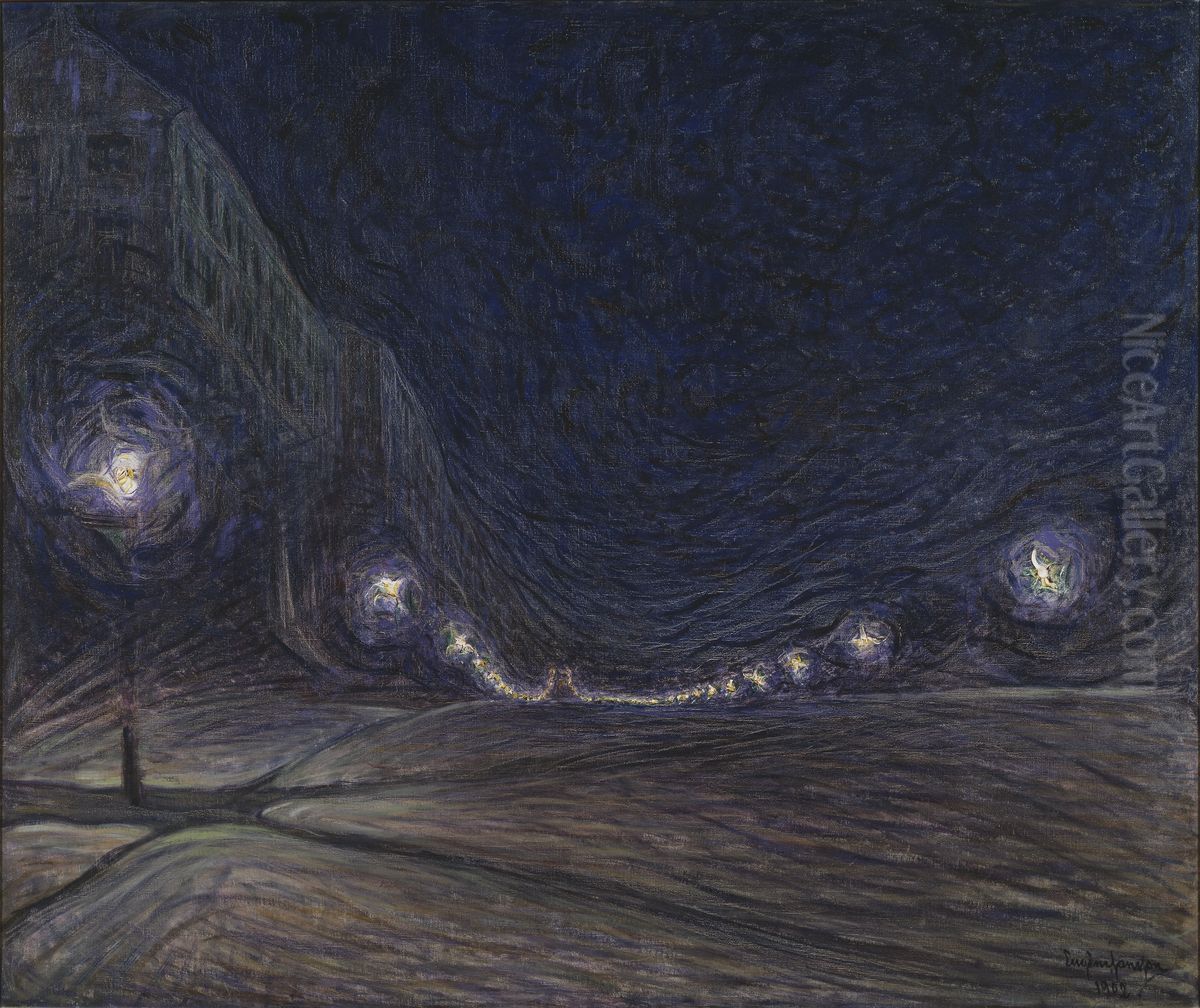 Hornsgatan nattetid Oil Painting by Eugene Jansson