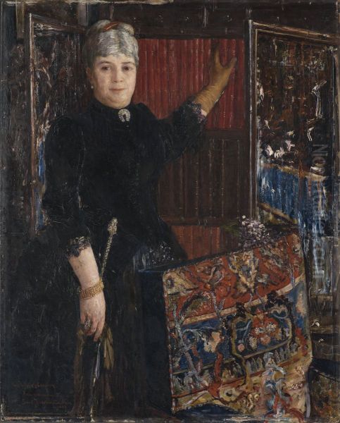 Mrs Caroline Schloss Oil Painting by Ernst Josephson