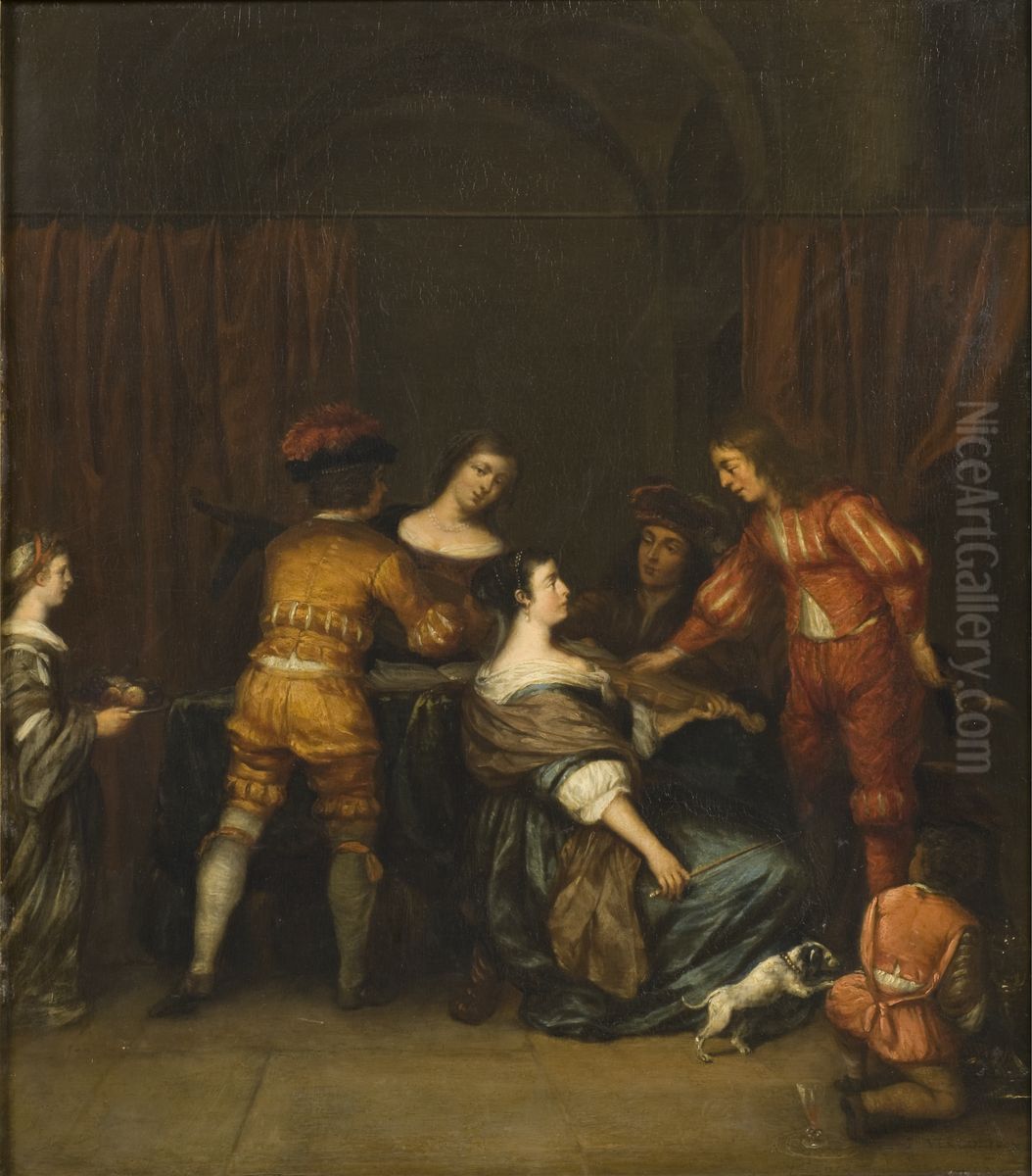 Musicerande sallskap Oil Painting by Jan Verkolje