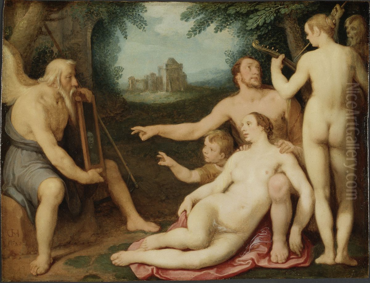 The Mirror of Time Oil Painting by Cornelis van Haarlem